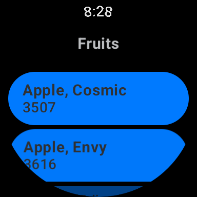 Preview of the PLU produce dictionary in the upcoming WatchBar for Wear OS