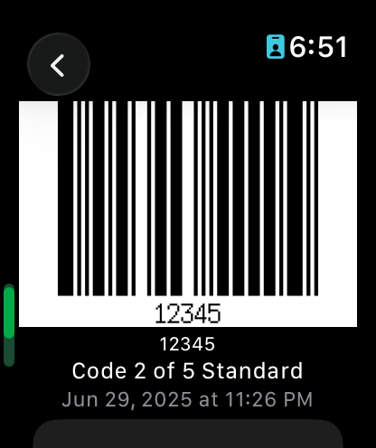 Apple Watch barcode generation